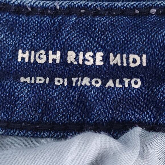 Universal Thread High Rise Midi Blue Jean Shorts Size 0, Denim, Roll Cuff - Picture 6 of 7